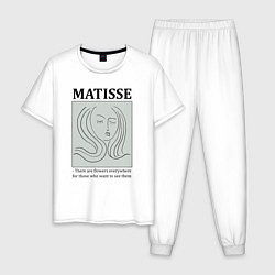 Пижама хлопковая мужская Анри Матисс, цвет: белый