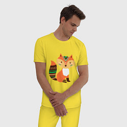 Пижама хлопковая мужская Лисичка этно окрас, цвет: желтый — фото 2
