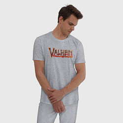 Пижама хлопковая мужская Valheim огненный лого, цвет: меланж — фото 2