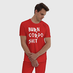 Пижама хлопковая мужская BURN CORPO SHIT, цвет: красный — фото 2