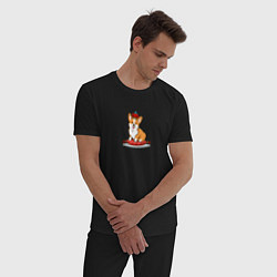 Пижама хлопковая мужская Королевский Корги, цвет: черный — фото 2