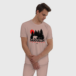 Пижама хлопковая мужская Sakhalin forever, цвет: пыльно-розовый — фото 2