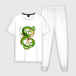 Пижама хлопковая мужская Зеленый лесной дух дракон, цвет: белый