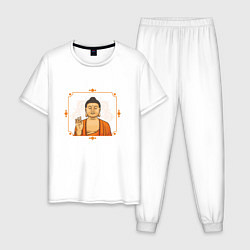 Пижама хлопковая мужская Дзен Будда, цвет: белый