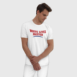 Пижама хлопковая мужская White lives matters, цвет: белый — фото 2