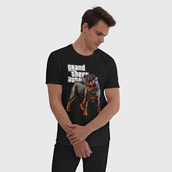 Пижама хлопковая мужская ЧОП - ротвейлер из GTA 5, цвет: черный — фото 2