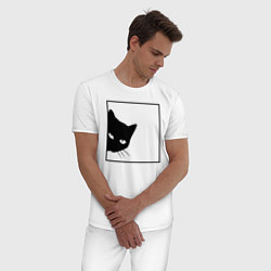 Пижама хлопковая мужская BLACK CAT ЧЕРНАЯ КОШКА, цвет: белый — фото 2