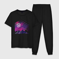 Пижама хлопковая мужская Mountain Galaxy, цвет: черный
