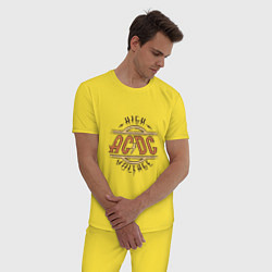 Пижама хлопковая мужская AC DC HIGH VOLTAGE, цвет: желтый — фото 2