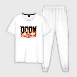 Пижама хлопковая мужская DOOM Eternal логотип, цвет: белый