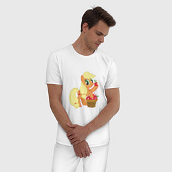 Пижама хлопковая мужская Applejack, цвет: белый — фото 2