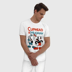 Пижама хлопковая мужская Cuphead & Mugman, цвет: белый — фото 2