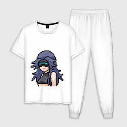 Пижама хлопковая мужская Pixel art anime, цвет: белый