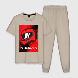 Пижама хлопковая мужская Nissan - Paint, цвет: миндальный