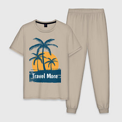 Пижама хлопковая мужская Travel more, цвет: миндальный