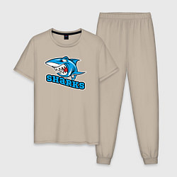 Пижама хлопковая мужская Sharks, цвет: миндальный