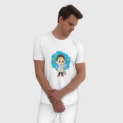 Пижама хлопковая мужская Маленький Ученый, цвет: белый — фото 2