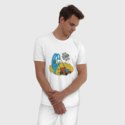 Пижама хлопковая мужская Пришелец Газонокосильщик, цвет: белый — фото 2