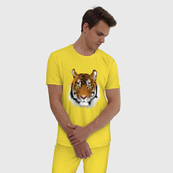 Пижама хлопковая мужская Тигр, цвет: желтый — фото 2