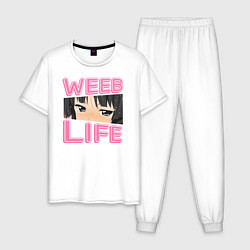 Пижама хлопковая мужская Weeb life, цвет: белый