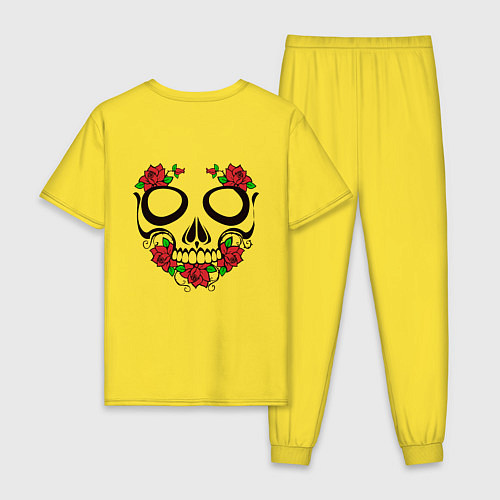 Мужская пижама Череп и розы / Желтый – фото 2