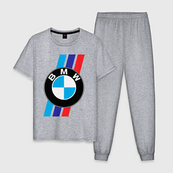 Пижама хлопковая мужская BMW БМВ M PERFORMANCE, цвет: меланж