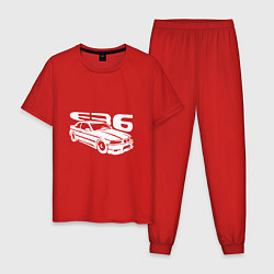 Пижама хлопковая мужская BMW E 36 CLASSIC БМВ Е 36, цвет: красный