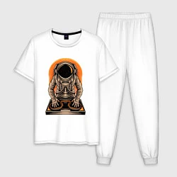 Пижама хлопковая мужская Космонавт диджей - cosmo DJ, цвет: белый