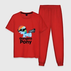Пижама хлопковая мужская Gangsta pony, цвет: красный