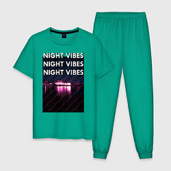 Пижама хлопковая мужская Ночная гладь, цвет: зеленый