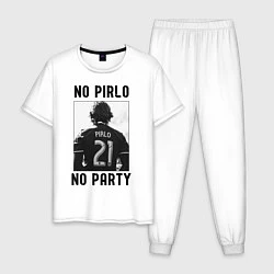 Пижама хлопковая мужская No Pirlo no party, цвет: белый