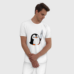 Пижама хлопковая мужская УТКА С НОЖОМ, цвет: белый — фото 2