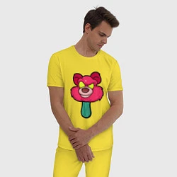 Пижама хлопковая мужская Розовый медведь, цвет: желтый — фото 2