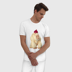 Пижама хлопковая мужская Кремовая Горилла, цвет: белый — фото 2