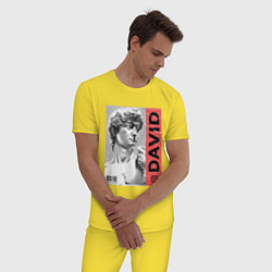 Пижама хлопковая мужская Обложка журнала Статуя Давида, цвет: желтый — фото 2