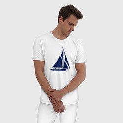 Пижама хлопковая мужская Парусная лодка, цвет: белый — фото 2