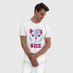Пижама хлопковая мужская Kiss Cat, цвет: белый — фото 2