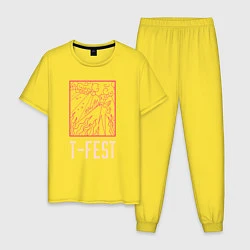 Пижама хлопковая мужская T-FEST, цвет: желтый