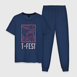 Пижама хлопковая мужская T-FEST, цвет: тёмно-синий