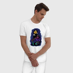 Пижама хлопковая мужская Bitcoin Moon Биткоин Луна, цвет: белый — фото 2