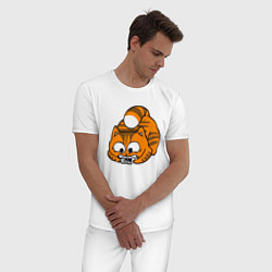 Пижама хлопковая мужская Gamer cat, цвет: белый — фото 2