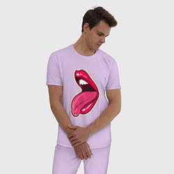 Пижама хлопковая мужская Покажи свой язык, цвет: лаванда — фото 2