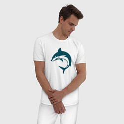 Пижама хлопковая мужская Акула, цвет: белый — фото 2