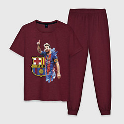 Пижама хлопковая мужская Lionel Messi Barcelona Argentina!, цвет: меланж-бордовый