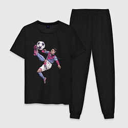 Пижама хлопковая мужская Messi Barcelona Argentina, цвет: черный