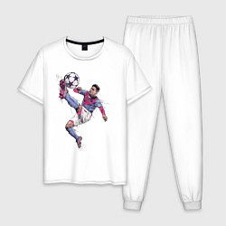 Пижама хлопковая мужская Messi Barcelona Argentina, цвет: белый