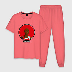 Пижама хлопковая мужская Retro Jordan, цвет: коралловый