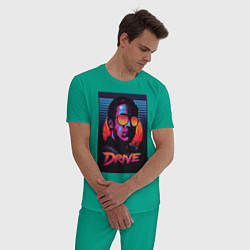 Пижама хлопковая мужская Драйв фильм, цвет: зеленый — фото 2
