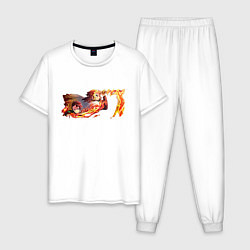 Пижама хлопковая мужская Клинок, рассекающий демонов, цвет: белый