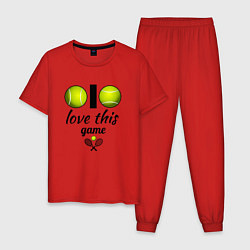 Пижама хлопковая мужская Я люблю теннис, цвет: красный